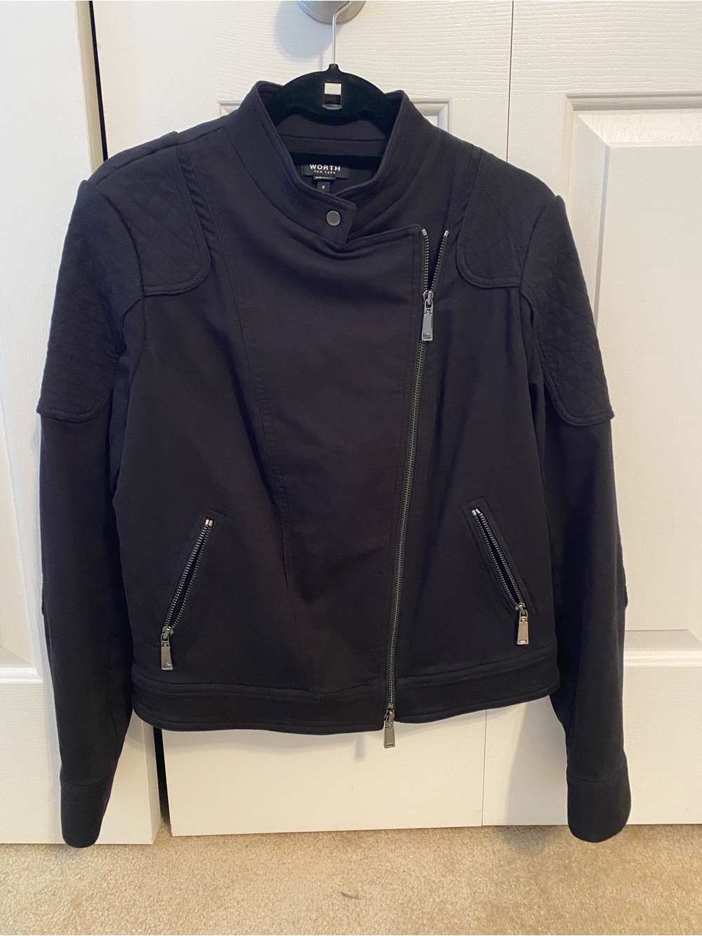 Worth Black Asymmetric Zip Moto Jacket